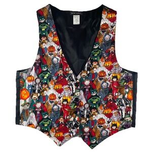 Vtg Smoke Valley Halloween Gnome Vest Size Large Spooky Trick or Treat Pattern‎